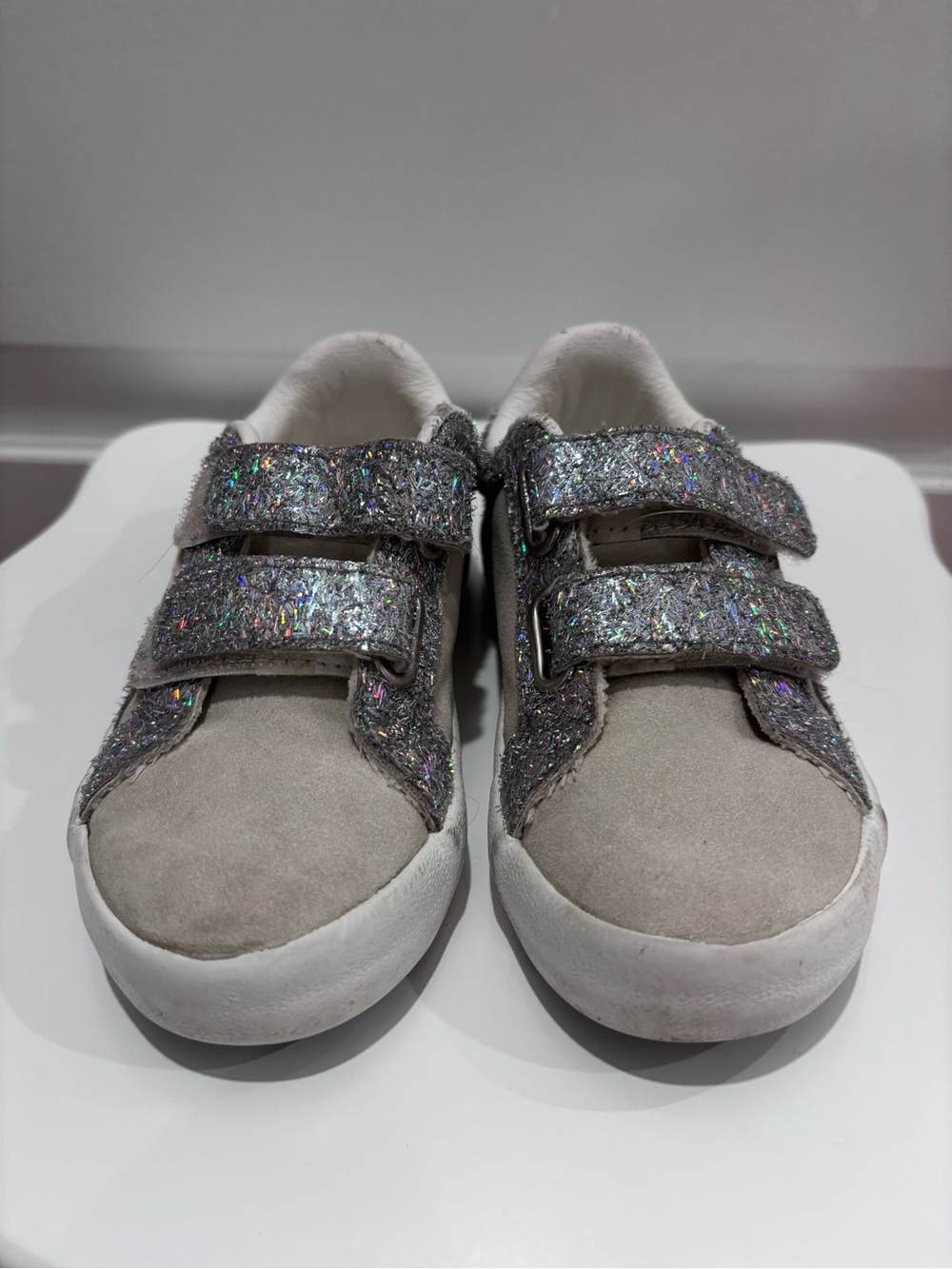 Nina Silver Glitter Velcro Kids Sneakers